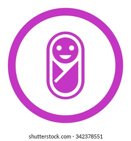 Newborn vector icon. Style is flat rounded symbol, violet color, rounded angles, white background.