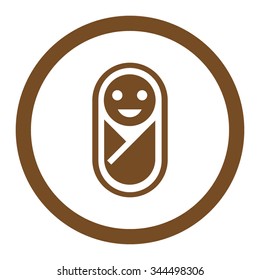 Newborn vector icon. Style is flat rounded symbol, brown color, rounded angles, white background.