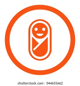 Newborn vector icon. Style is flat rounded symbol, orange color, rounded angles, white background.
