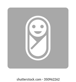 Newborn vector icon. Style is flat rounded square button, white and silver colors, white background.