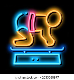 newborn weight measurement neon light sign vector. Glowing bright icon newborn weight measurement sign. transparent symbol illustration