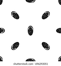 Newborn wrapped in baby blanket pattern repeat seamless in black color for any design. Vector geometric illustration