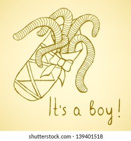Newborns worms, vector sketch illustration