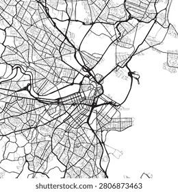 Newcastle City Map Artwork – Minimalist Black and White New South Wales Australia Urban Street Network, Hunter River, and Road Infrastructure Vector Illustration