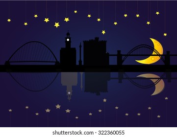 newcastle city skyline at night