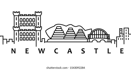 Newcastle cityscape illustration. Simple line, outline vector of city landscape icons for ui and ux, website or mobile application on white background