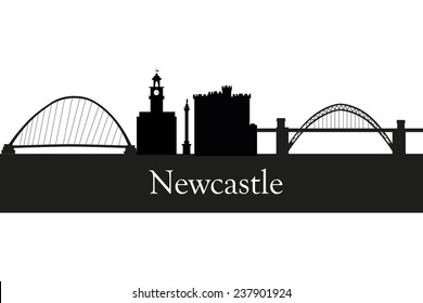 Newcastle in England city skyline silhouette vector illustration