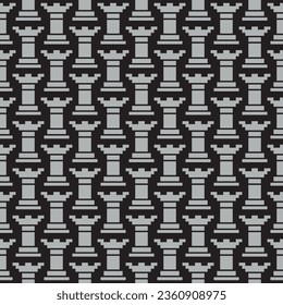 Newcastle English football league team vector seamless pattern with gray historic tower and black background.