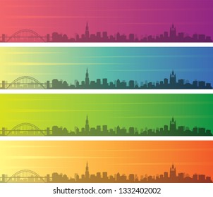 Newcastle Multiple Color Gradient Skyline Banner