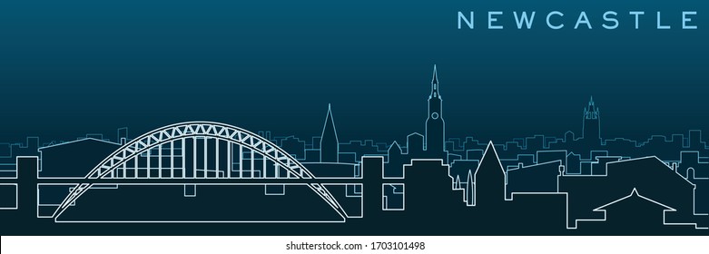Newcastle Multiple Lines Skyline and Landmarks