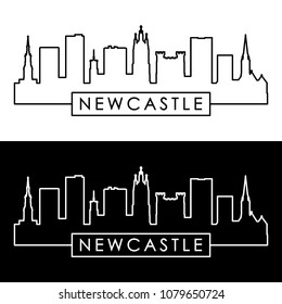 Newcastle skyline. Linear style. Editable vector file.
