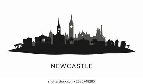 Newcastle Skyline Silhouette with England, and Cityscape.