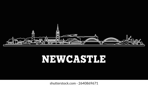 Newcastle Skyline White Line Art.
