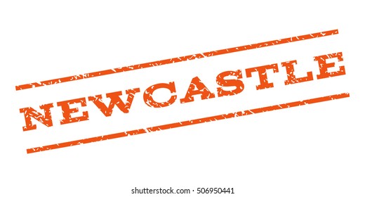 Newcastle watermark stamp. Text caption between parallel lines with grunge design style. Rubber seal stamp with scratched texture. Vector orange color ink imprint on a white background.