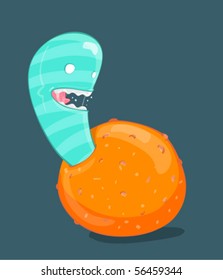 newcomer worm eating alien apple