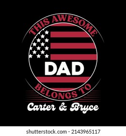 Newcos This Awesome Dad Belongs to - Personalized Kid's Names Happy Fathers Day