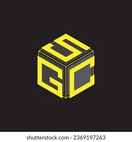 diseño de logotipo de cubo moderno más reciente, de color amarillo, negro y gris.
