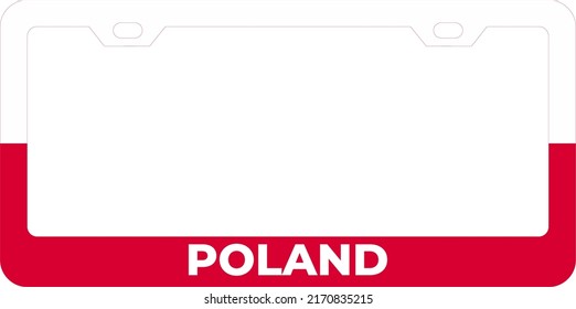 Newest Poland Flag Sport License Plate Frame, Aluminum Alloy 3 Color Poland Flag Racing License Plate Cover Holder . (Poland Flag Sport)