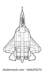 The Newest Russian jet fighter aircraft. Vector draw