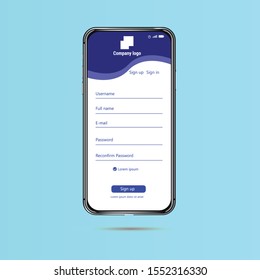 the newest smartphone with blue background and mock up email