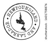 Newfoundland Canada Map Postmark. Silhouette Postal Passport. Stamp Round Vector Icon. Vintage Postage Design.