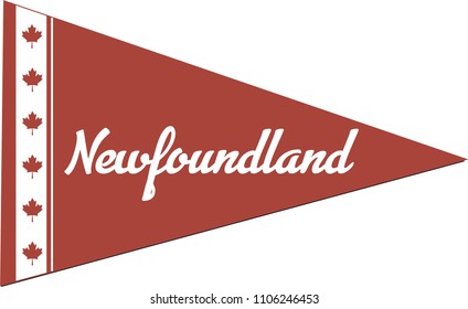 Newfoundland Canadian Flag, Province Pennant, Travel Canada, Retro Felt Banner