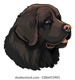 Newfoundland Dog Flat Icon Isolated On White Background