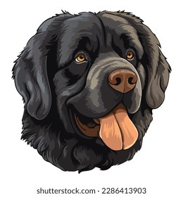 Newfoundland Dog Flat Icon Isolated On White Background