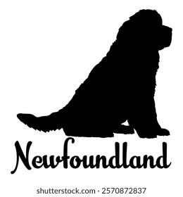 Newfoundland. dog silhouette, dog breeds, logo, vector, silhouette,  animal, illustration, icon, sign, design, black, symbol, pet, love
