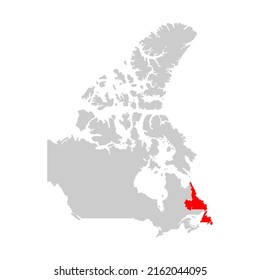 Newfoundland highlighted on the map of Canada