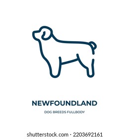 Newfoundland icon. Linear vector illustration from dog breeds fullbody collection. Outline newfoundland icon vector. Thin line symbol for use on web and mobile apps, logo, print media.