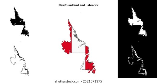 Newfoundland e Labrador mapa esboço em branco conjunto