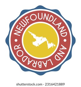 Newfoundland, Newfoundland and Labrador, Canada Badge Map Vector Seal Vector Sign. National Symbol Country Stamp Design Icon Label. 