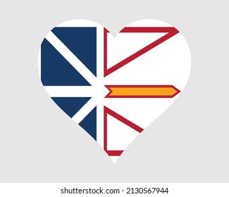 Bandera del Corazón de Canadá en Terranova y Labrador. Bandera de la Provincia de la Forma de Amor Canadiense NL. Símbolo de símbolo de símbolo de símbolo de pancarta de Terranova y Labrador. Ilustración del vector EPS.