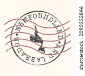 Newfoundland and Labrador, Canada Stamp Map Postal. Silhouette. Passport Round Design. Vector Icon. Design Retro Travel National Symbol.