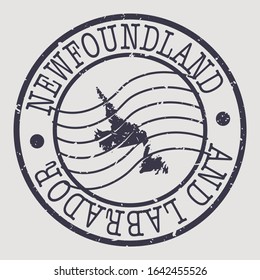 Newfoundland and Labrador Canada Stamp Postal. A Map Silhouette Seal. Passport Round Design. Vector Icon Design Retro Travel.