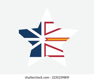 Bandera Estrella de Canadá en Terranova y Labrador. NL Canadiense de cinco puntas Forma de estrella Provincia Bandera Icono Símbolo Vector Ilustración Gráfico de ilustración plana