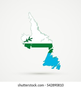 Newfoundland and Labrador map in Labrador flag colors, editable vector.



