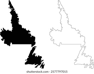 Newfoundland and Labrador province vector map outline contour silhouette 