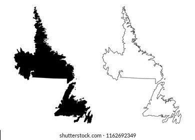 Newfoundland And Labrador (provinces And Territories Of Canada) Map Vector Illustration, Scribble Sketch Newfoundland And Labrador Map