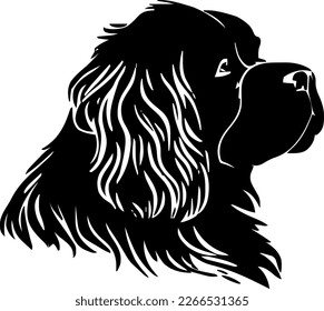 Newfoundland outline only, dog head, vector illustration, black color, vector image