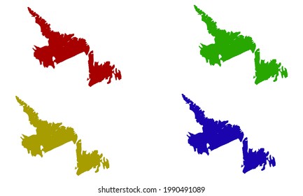 Newfoundland province map silhouette in canada