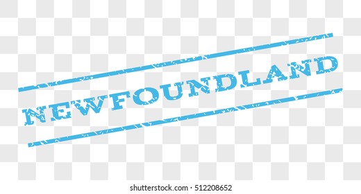 Newfoundland watermark stamp. Text caption between parallel lines with grunge design style. Rubber seal stamp with scratched texture.