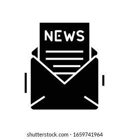 Newletter black icon, concept illustration, vector flat symbol, glyph sign.