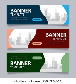 Newly built properties web banner design template. Vector flyer with text space. Advertising placard with customized copyspace. Printable poster for advertising