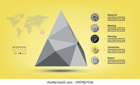 Newly designed polygonal pyramid for analyzing and presenting data and reporting on business growth. vector infographic.