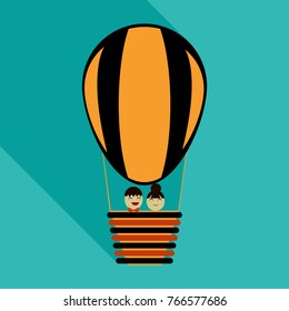newly weds in a balloon.
