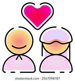 newlywed icon outlines gradient colour style. Suitable for website design, logo, app, UI and etc. Based on the size of the icon in general, so it can be reduced.