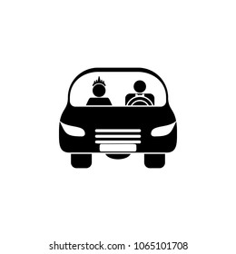 newlyweds in the car icon. Element of couples in love illustration. Premium quality graphic design icon. Signs and symbols collection icon for websites, web design, mobile app on white background
