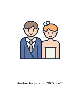 newlyweds cartoon icon. Element of family icon for mobile concept and web apps. Cartoon newlyweds icon can be used for web and mobile